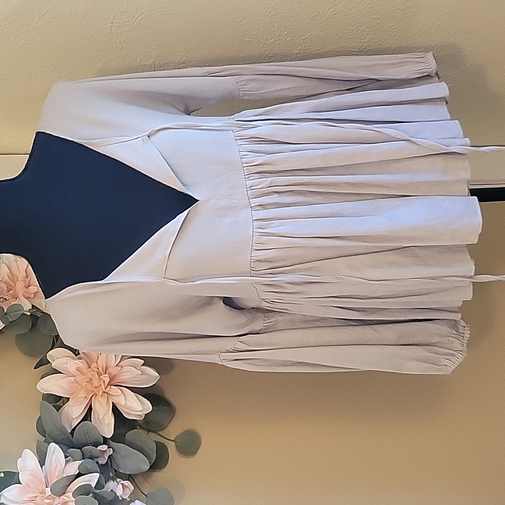 Long sleeve peasant blouse with front tie